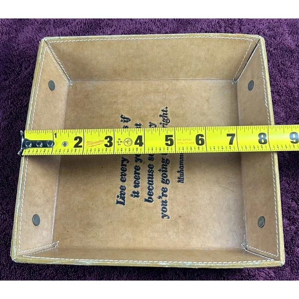 NWT‎ Two's Company Leather Desk Tray, Catch All, w/  Muhammad Ali Saying 
